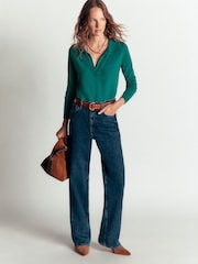 Boden Blue Elsie Cashmere Henley Jumper - Image 5 of 7