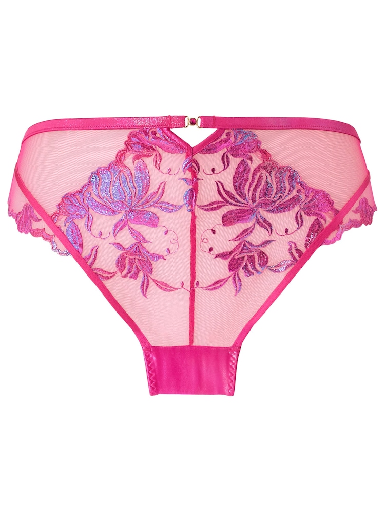 Ann Summers Pink Magnetizing Foiled Embroidery High Waist Brazilian Knickers - Image 5 of 5