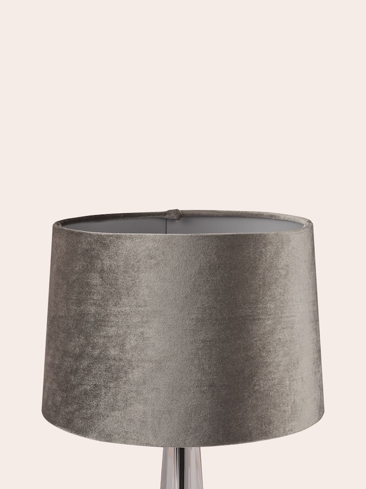 Laura Ashley Grey Velvet Empire Drum Easyfit Nigella Lamp Shade - Image 2 of 7