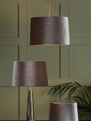 Laura Ashley Grey Velvet Empire Drum Easyfit Nigella Lamp Shade - Image 3 of 7