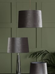 Laura Ashley Grey Velvet Empire Drum Easyfit Nigella Lamp Shade - Image 4 of 7