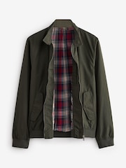 Khaki Green Shower Resistant Check Lining Harrington Jacket - Image 2 of 5