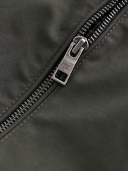 Khaki Green Shower Resistant Check Lining Harrington Jacket - Image 3 of 5