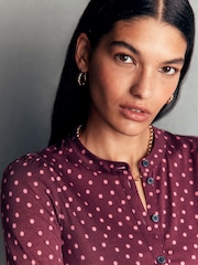 Boden Purple Supersoft Puff Sleeve Shirt - Image 5 of 6