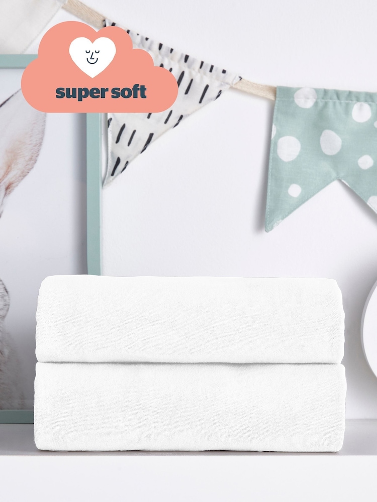 Silentnight 2 Pack White Kids Safe Nights Cot 100% Cotton Fitted Sheets - Image 1 of 10