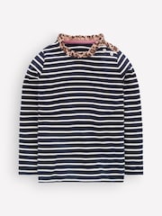 Boden Blue Frill Neck Breton T-Shirt - Image 1 of 3