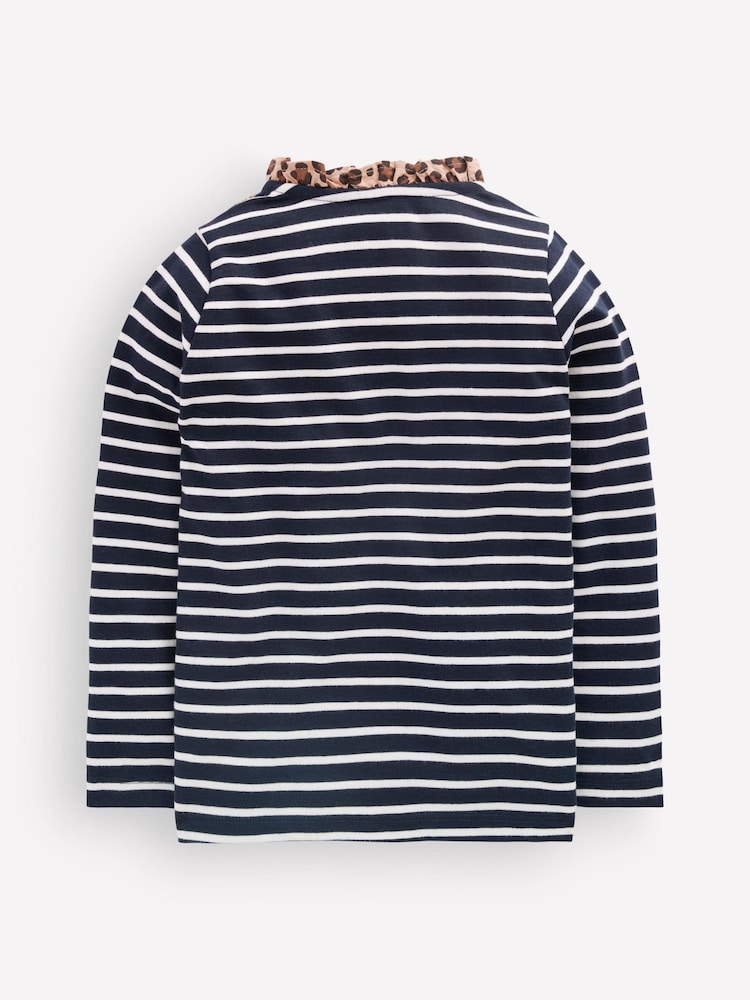 Boden Blue Frill Neck Breton T-Shirt - Image 2 of 3 Boden Blue Frill Neck Breton T-Shirt - Image 2 of 3