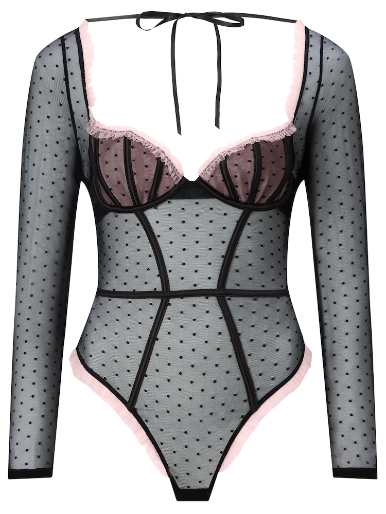 Ann Summers Black Amour Secret Spot Mesh Long Sleeved Body - Image 6 of 6