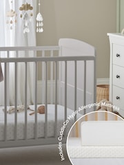 CuddleCo Grey Juliet Cot Bed With Lullaby Foam Mattress - Image 1 of 6