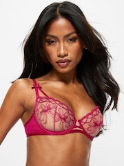 Ann Summers Pink Make You Mine Floral Embroidery Non Padded Balcony Bra - Image 3 of 5