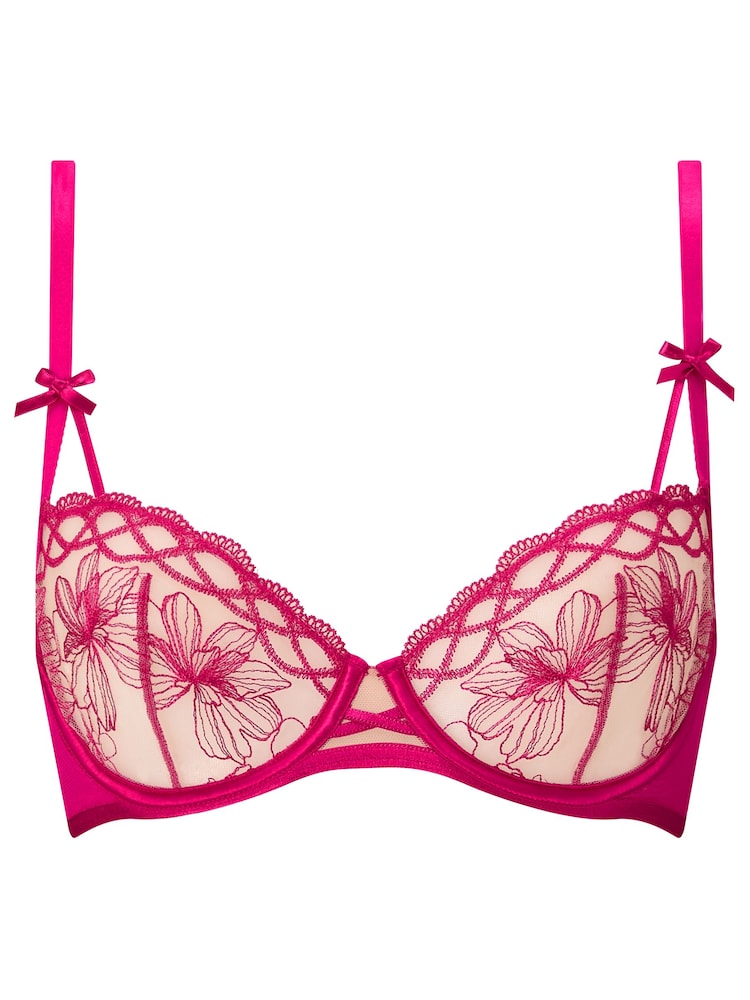 Ann Summers Pink Make You Mine Floral Embroidery Non Padded Balcony Bra - Image 5 of 5 Ann Summers Pink Make You Mine Floral Embroidery Non Padded Balcony Bra - Image 5 of 5
