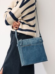 Blue Leather Pocket Messenger Bag - Image 1 of 1