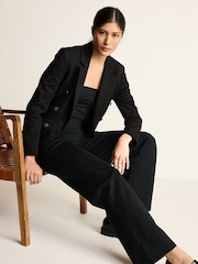 Black Tailored Ponte Metal Detail Wide Leg Trousers - Image 3 of 8