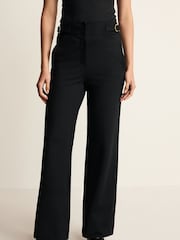 Black Tailored Ponte Metal Detail Wide Leg Trousers - Image 4 of 8