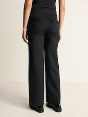 Black Tailored Ponte Metal Detail Wide Leg Trousers - Image 5 of 8