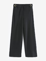 Black Tailored Ponte Metal Detail Wide Leg Trousers - Image 7 of 8
