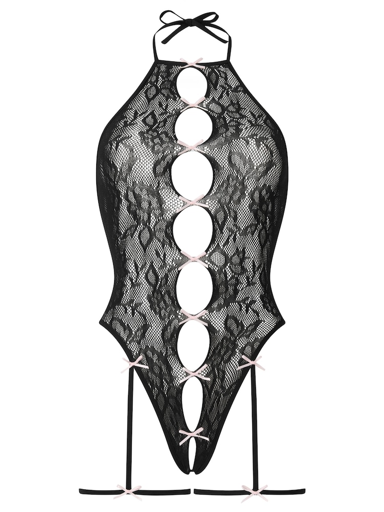 Ann Summers Black/Pink Flirty Affair Fishnet Crotchless Body - Image 3 of 3 Ann Summers Black/Pink Flirty Affair Fishnet Crotchless Body - Image 3 of 3