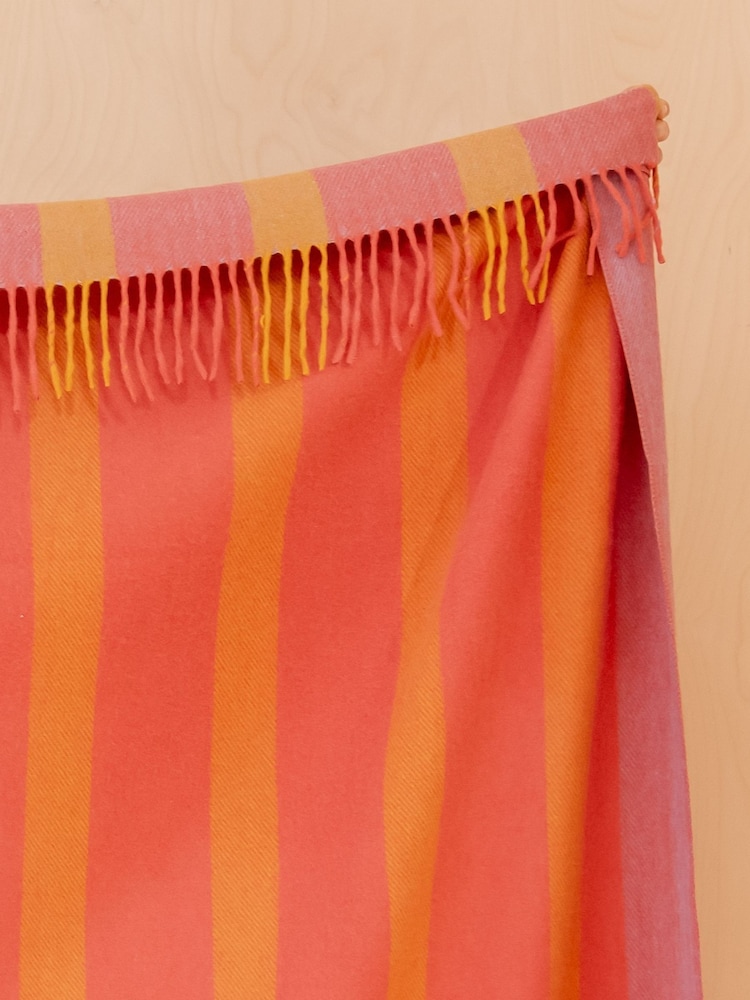 TBCo Orange Bold Check Wool Blanket - Image 2 of 3 TBCo Orange Bold Check Wool Blanket - Image 2 of 3