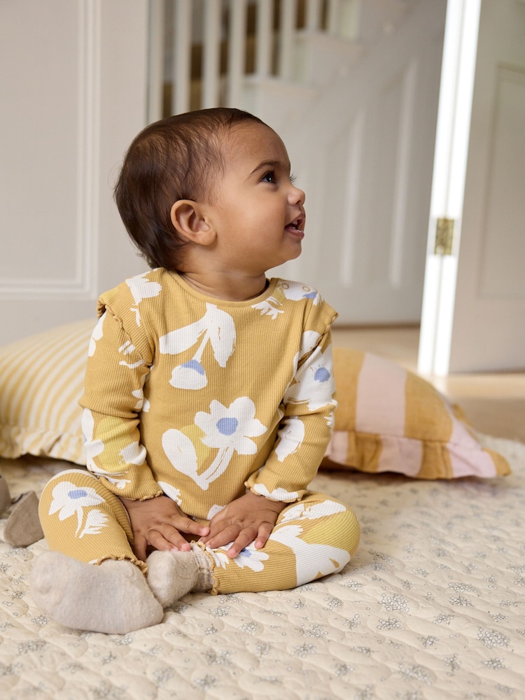 Buy Ochre Yellow Floral Baby Top And Leggings Set from Next Austria