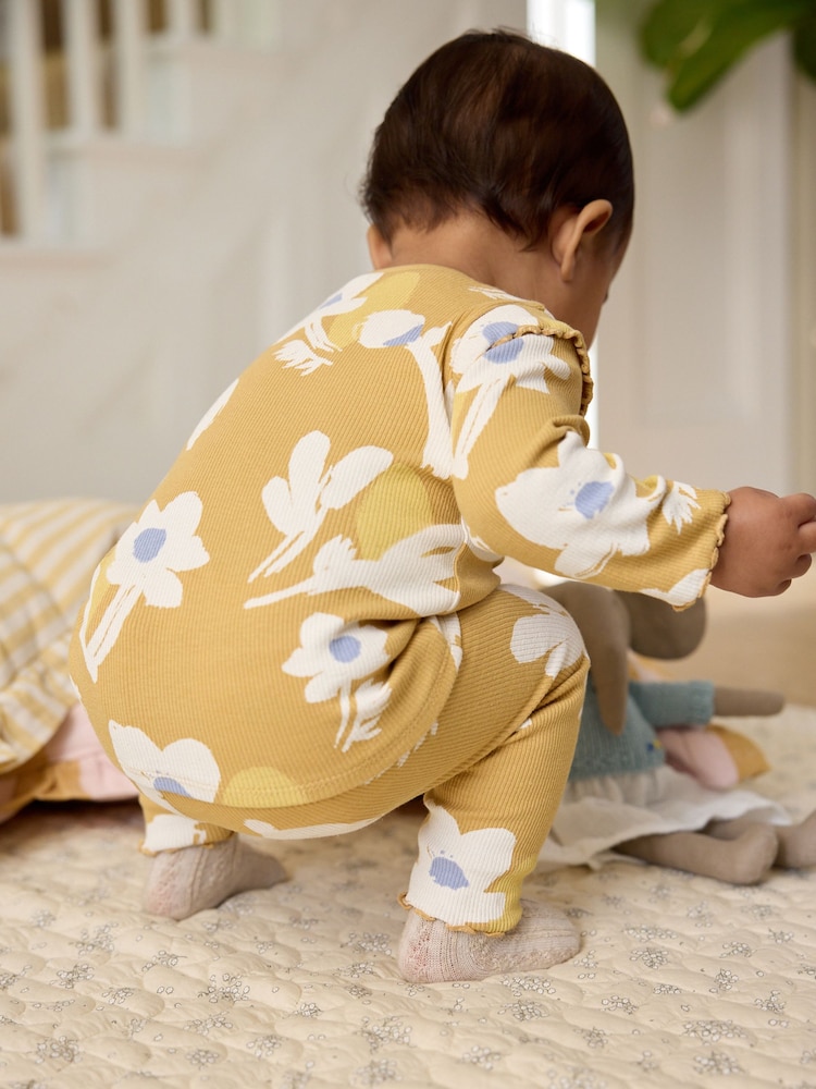 Buy Ochre Yellow Floral Baby Top And Leggings Set from Next Czech