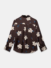 Mint Velvet Brown Satin Floral Print Shirt - Image 7 of 7