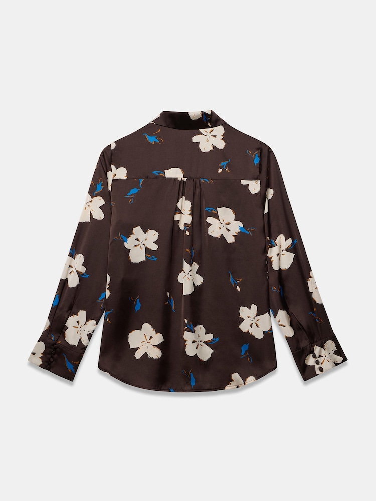 Mint Velvet Brown Satin Floral Print Shirt - Image 7 of 7 Mint Velvet Brown Satin Floral Print Shirt - Image 7 of 7