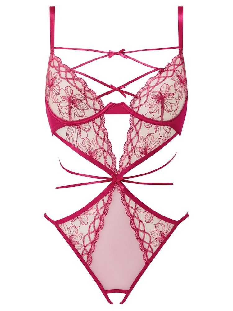 Ann Summers Pink Make You Mine Floral Embroidery Crotchless Body - Image 4 of 4 Ann Summers Pink Make You Mine Floral Embroidery Crotchless Body - Image 4 of 4