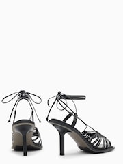 AllSaints Black Heeled Dina Sandals - Image 4 of 7