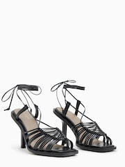 AllSaints Black Heeled Dina Sandals - Image 5 of 7