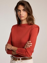 Mint Velvet Orange Shoulder Pad Knit Jumper - Image 2 of 8