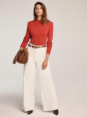 Mint Velvet Orange Shoulder Pad Knit Jumper - Image 5 of 8
