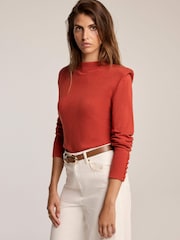 Mint Velvet Orange Shoulder Pad Knit Jumper - Image 6 of 8