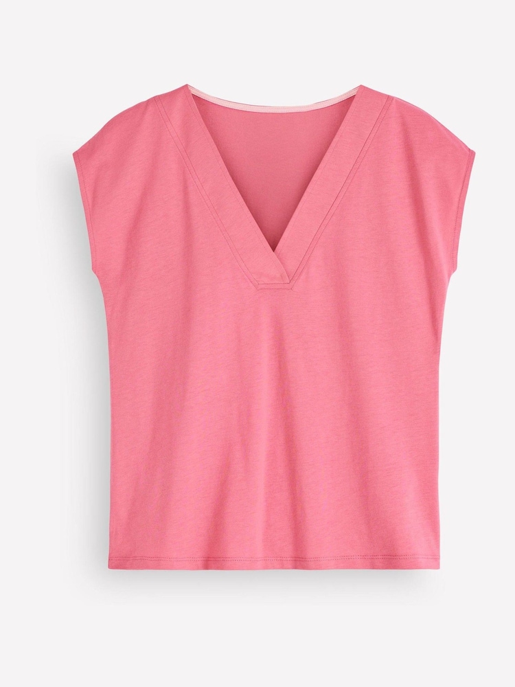 Pink - Boden Imi Supersoft V-neck T-Shirt - Larawan 1 ng 1