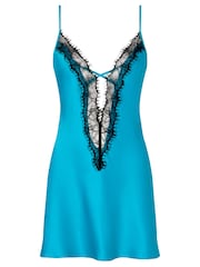Ann Summers Turquoise Blue Cherryann Satin & Lace Chemise - Image 5 of 5