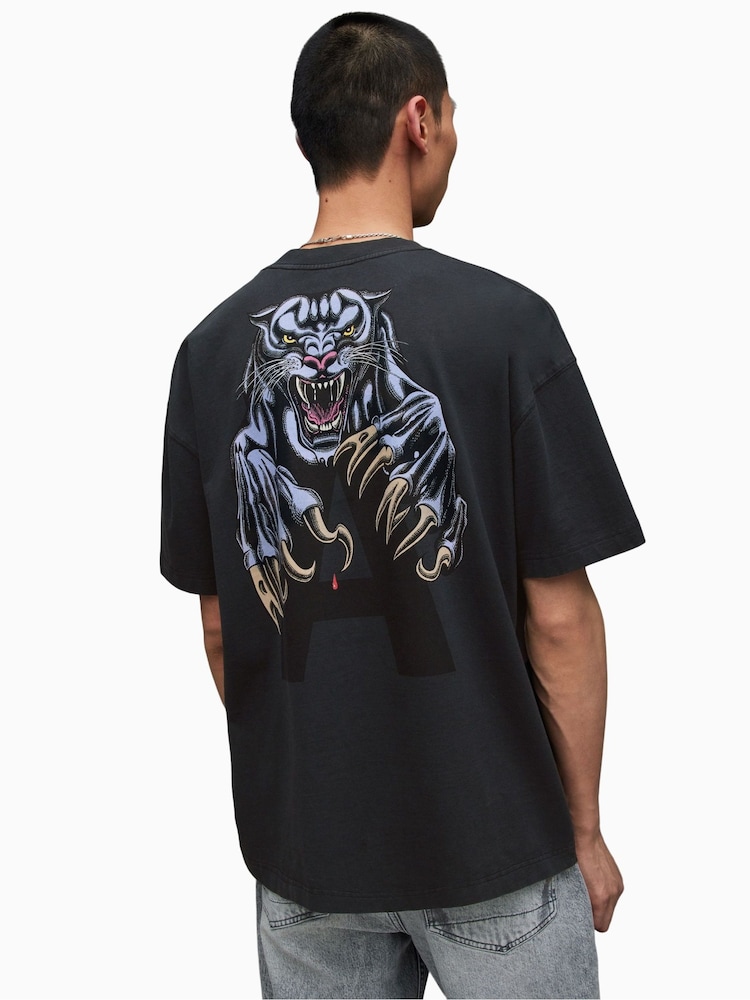 AllSaints Black Beast Short Sleeve Crew T-Shirt - Image 2 of 7
