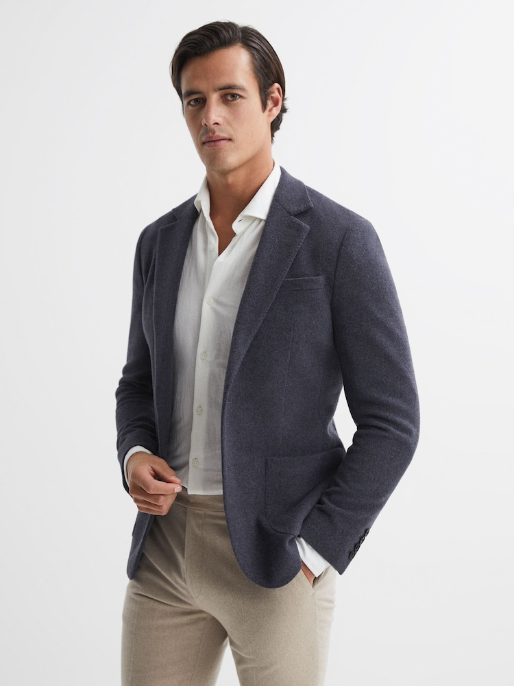 Reiss Airforce Blue Freemans Modern Fit Wool Blend Single Breasted Blazer - Image 1 of 7