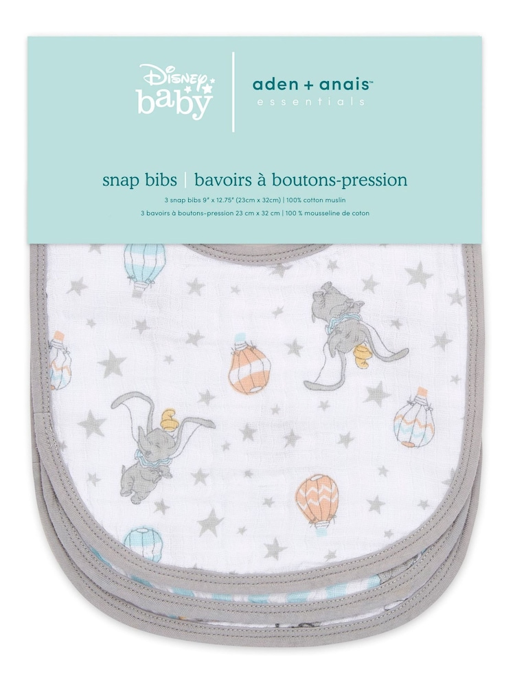 aden + anais Essentials Disney Dumbo New Heights Snap Bib 3 Pack - Image 2 of 4