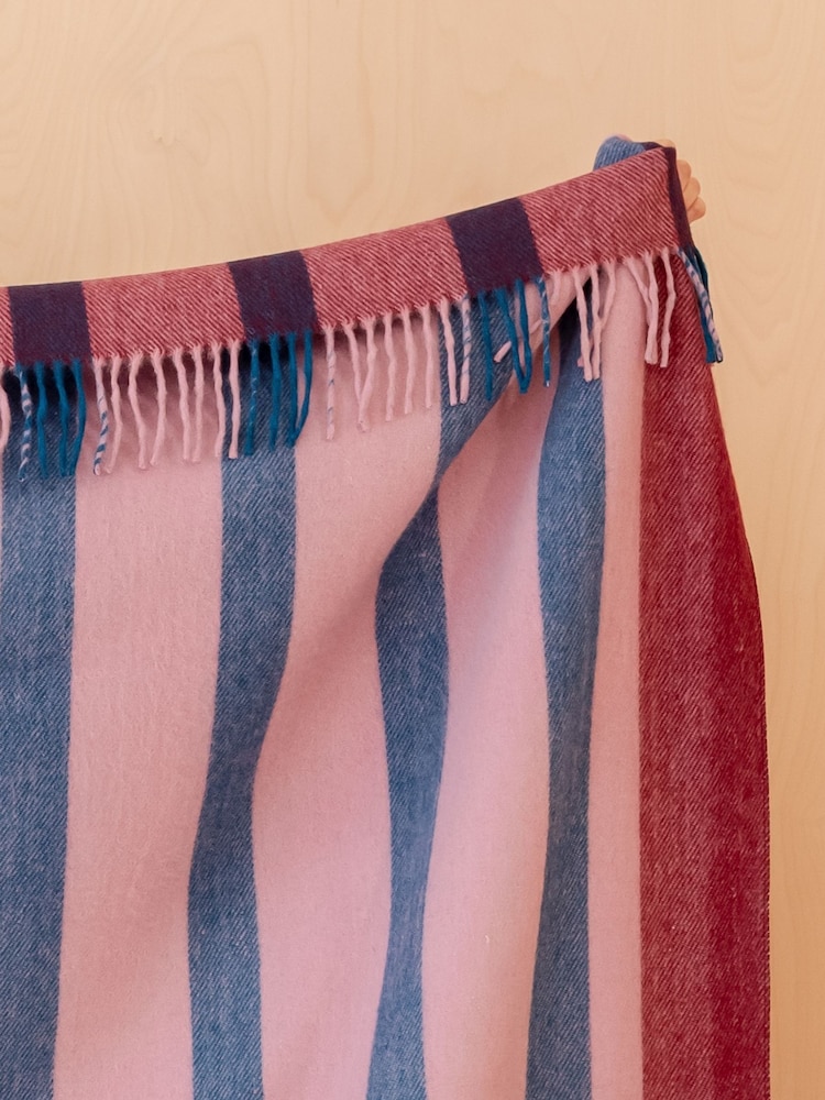 TBCo Berry Bold Check Wool Blanket - Image 2 of 4 TBCo Berry Bold Check Wool Blanket - Image 2 of 4