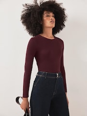 Mint Velvet Red Crew Neck Layering Top - Image 2 of 6