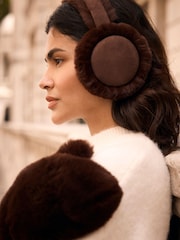 Mint Velvet Brown Faux Fur Earmuffs - Image 2 of 5