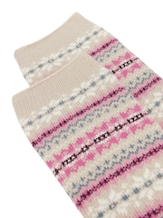 Joules Women's Lucille Oatmeal Fairisle Pattern Socks - Image 2 of 3