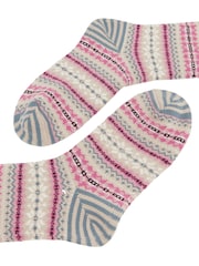 Joules Women's Lucille Oatmeal Fairisle Pattern Socks - Image 3 of 3