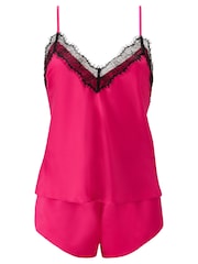 Rose foncé - Ann Summers Ensemble pyjama en dentelle Cerise et cami en satin - Image 5 sur 5