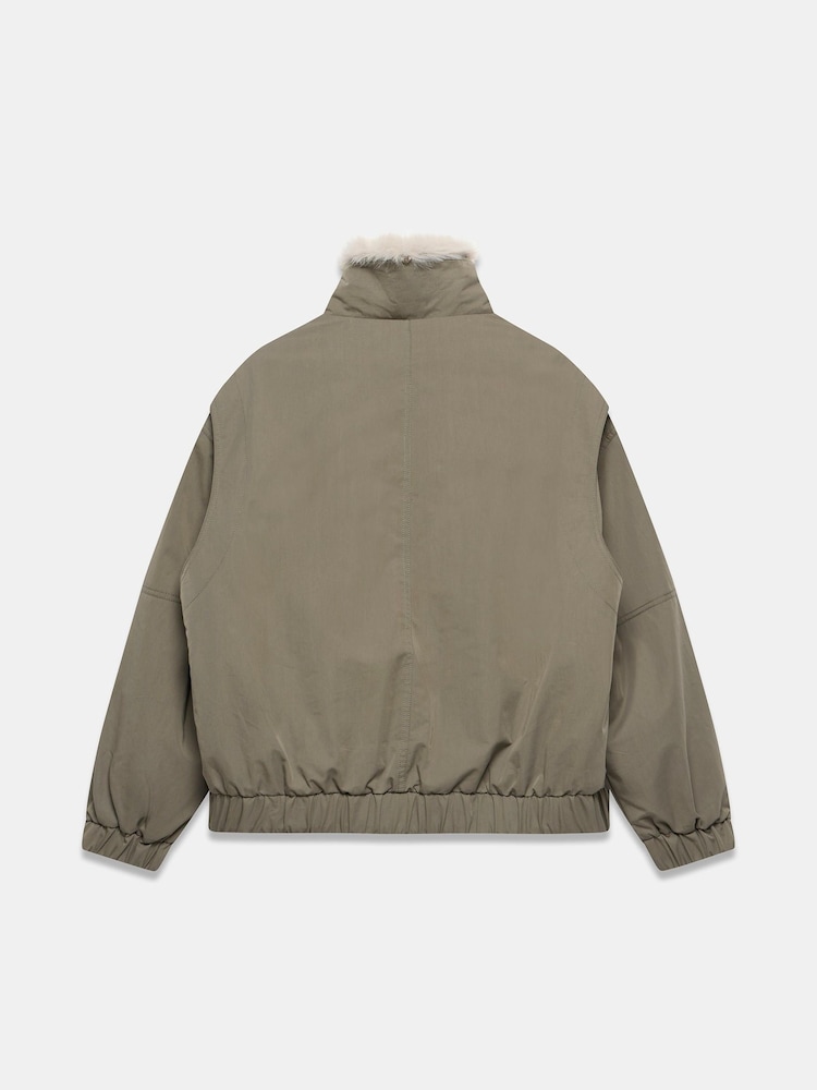 Mint Velvet Green Faux Fur Lined Bomber Jacket - Image 8 of 8