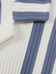 Reiss White/Airforce Blue Castle 3-9 yrs Ribbed Cuban Collar Shirt - Image 10 of 13