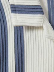 Reiss White/Airforce Blue Castle 3-9 yrs Ribbed Cuban Collar Shirt - Image 4 of 6