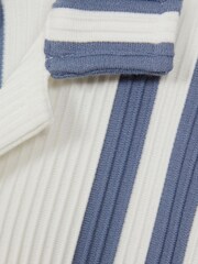Reiss White/Airforce Blue Castle 3-9 yrs Ribbed Cuban Collar Shirt - Image 6 of 6