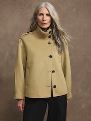 Mint Velvet Green Wool Blend Hand Finished Funnel Neck Jacket - Image 2 of 8