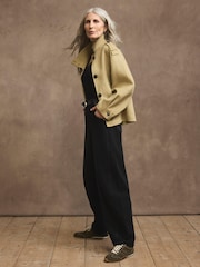 Mint Velvet Green Wool Blend Hand Finished Funnel Neck Jacket - Image 3 of 8