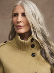 Mint Velvet Green Wool Blend Hand Finished Funnel Neck Jacket - Image 6 of 8